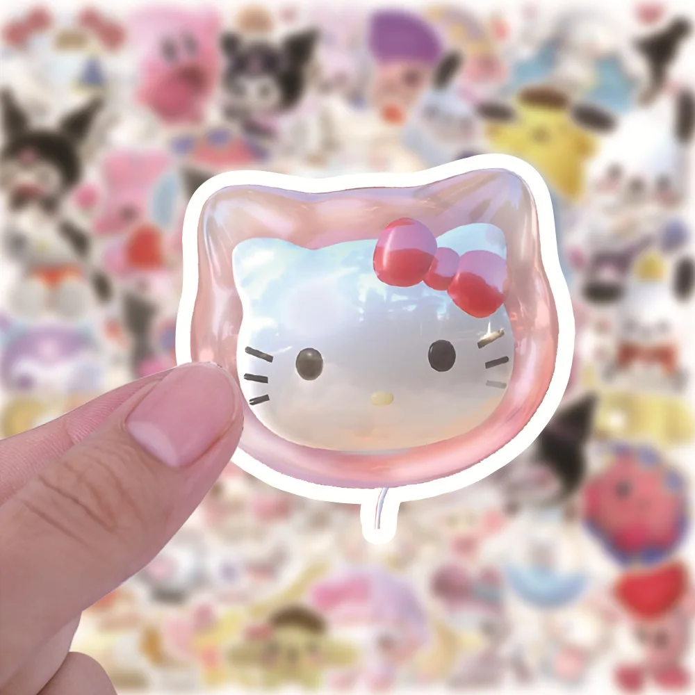 10/60Pcs Japan Kawaii HelloKitty Kuromi Stickers MyMelody Suitcase Skateboard Laptop Phone Anime Stickers Scrapbook Children Toy