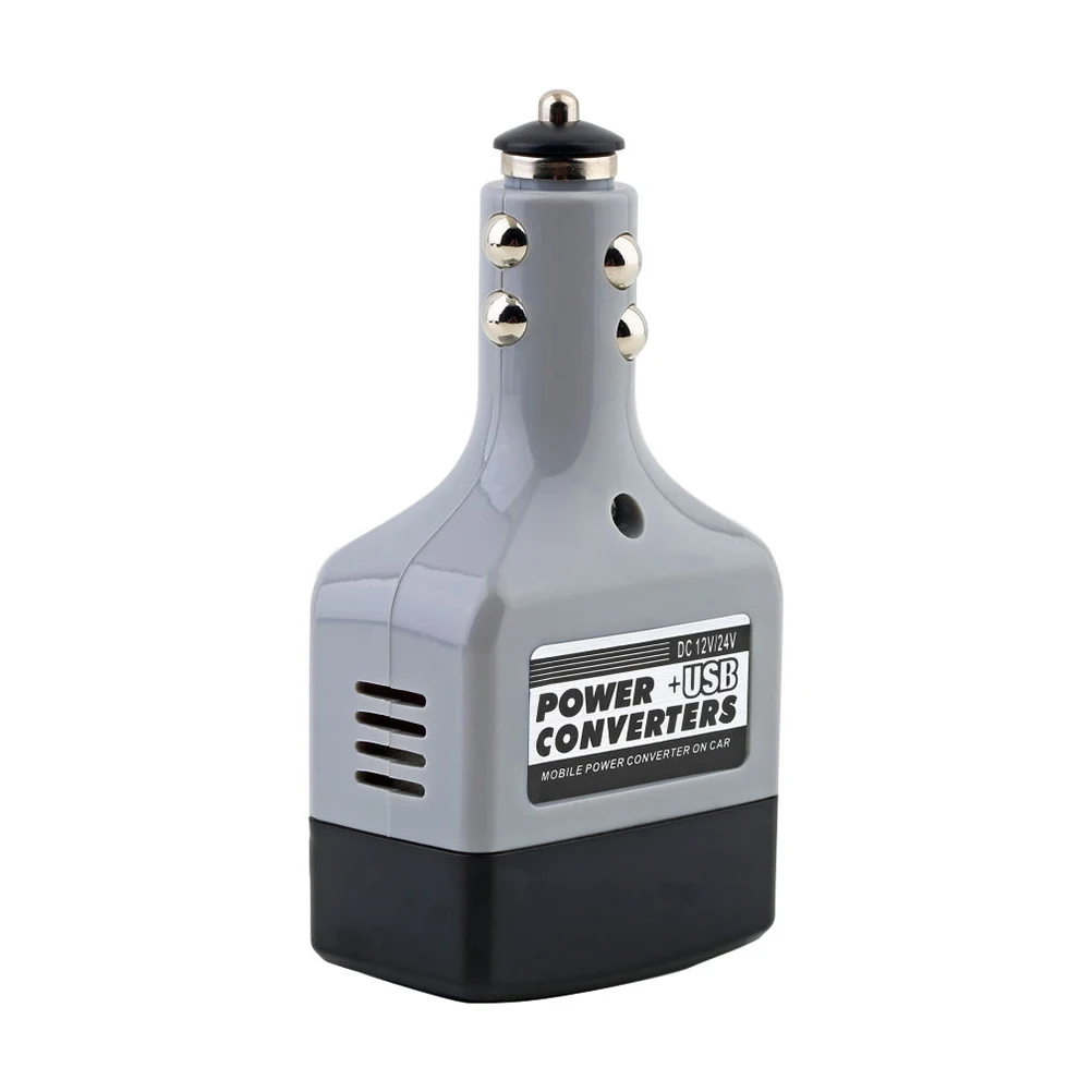 【Car Mobile Converter Inverter Adapter DC 12V/24V To AC 220V Charger Power+USB】