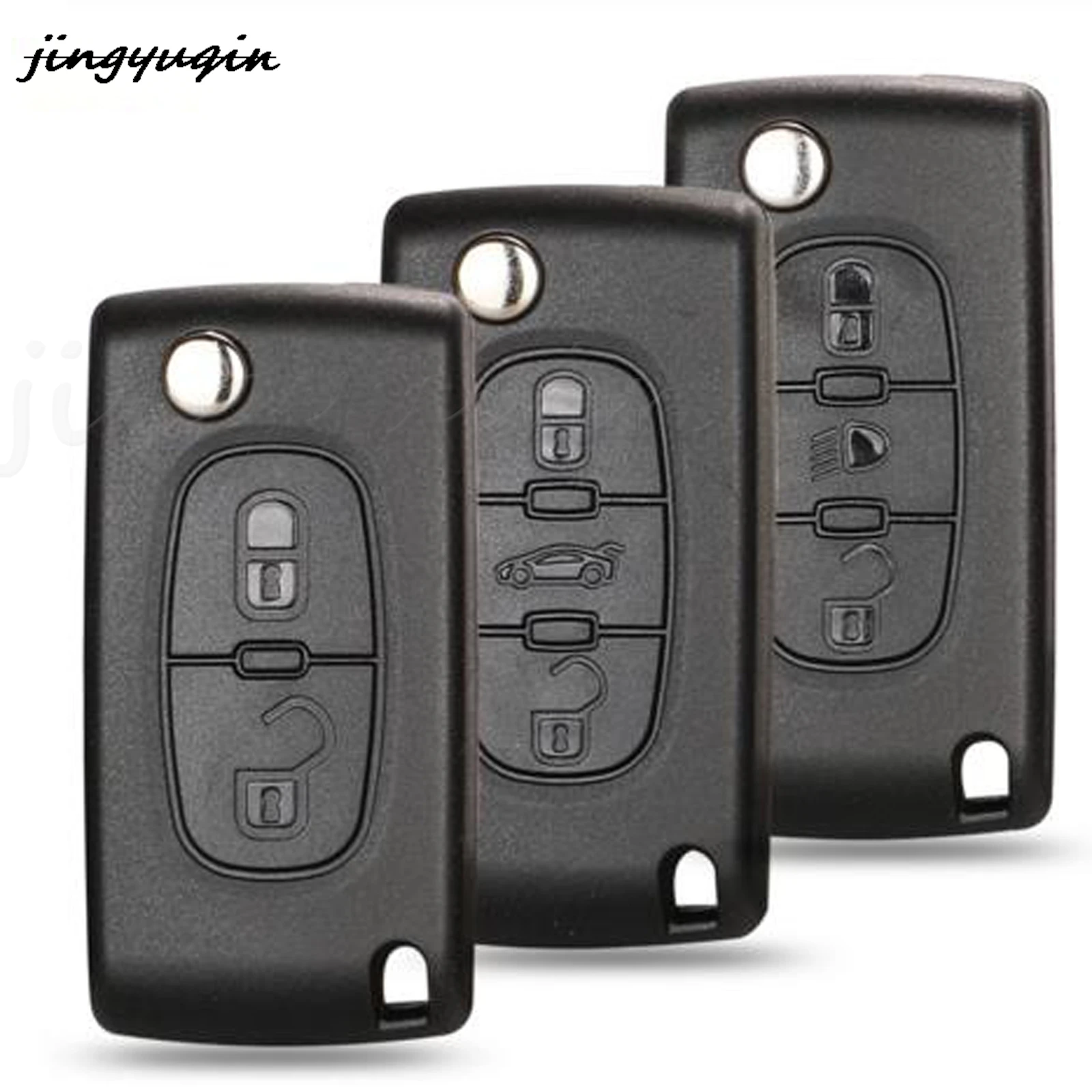 jingyuqin 2/3 Buttons Flip Folding Remote Car key Shell For peugeot 107 206 307 407 408 For Citroen C2 C3 C4 C5 C6 CE0523/0536