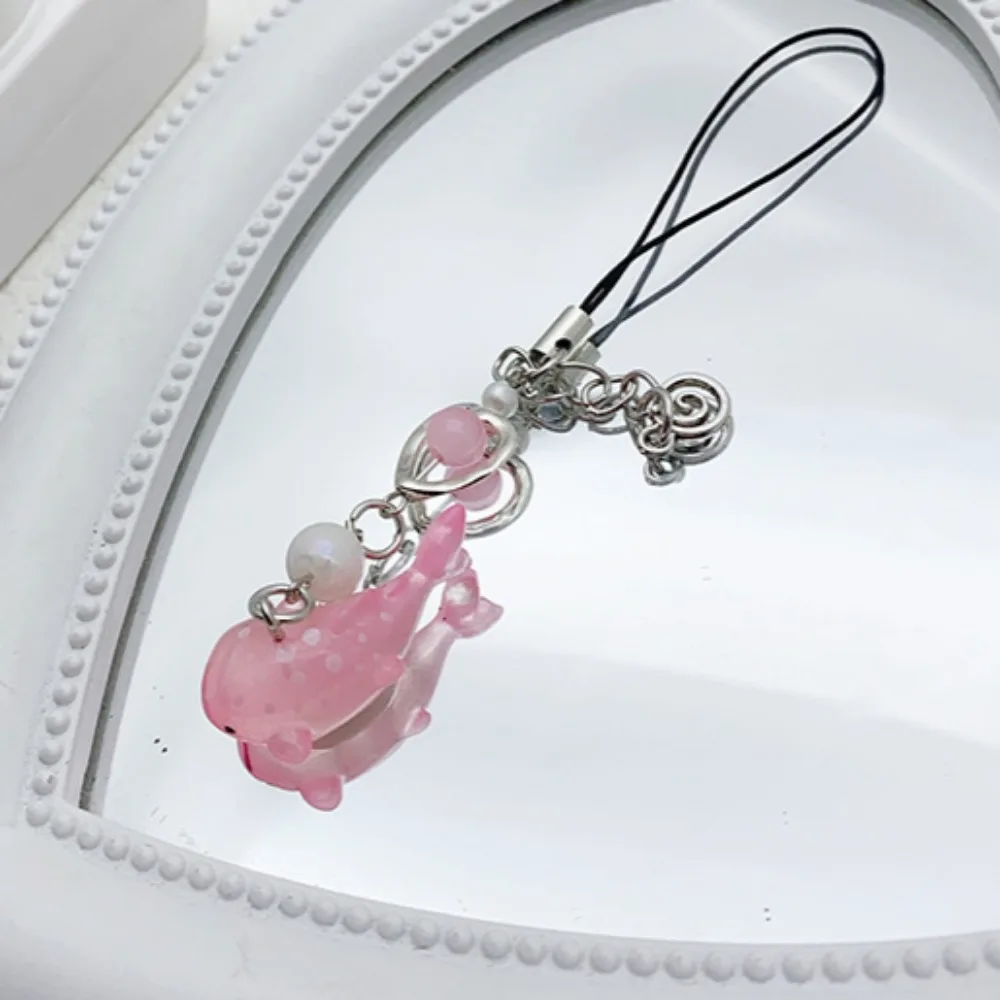 Small Fish Bead Pendant Phone Charm Hangings Rope Sweet Phone Chain Strap Bag Decoration Lanyard Keychain Accessory