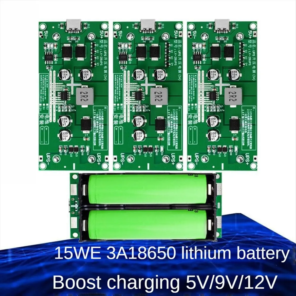 Type-C 15W 3A 18650 Lithium Battery Charger Module DC-DC Step Up Booster Fast Charge UPS Power Supply Converter 5V-DTD2