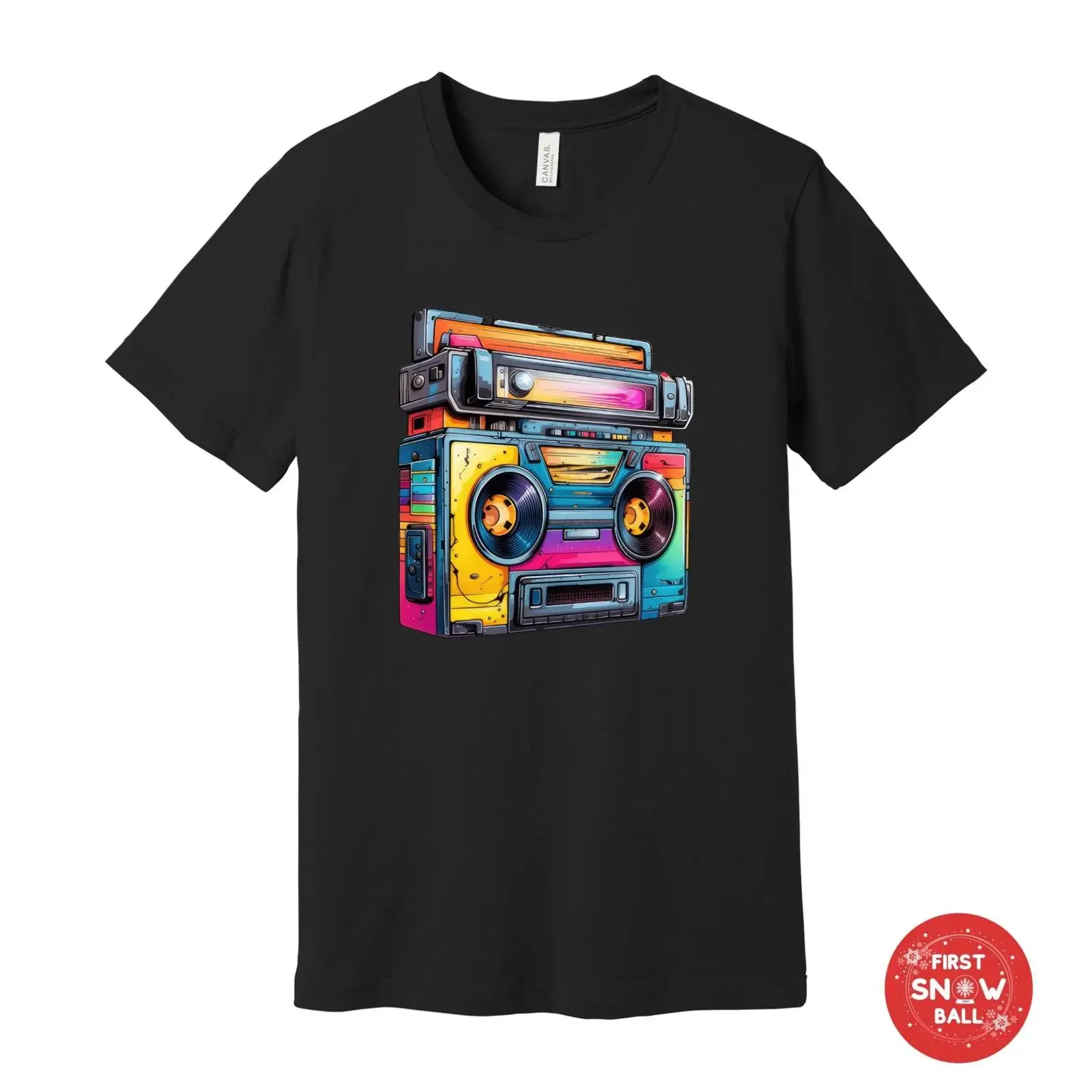 Vintage Boombox T Shirt Retro 80s Music  vintage Washed Top For Everyday Wear graphic Stylish Comfortable streetwear Unisex