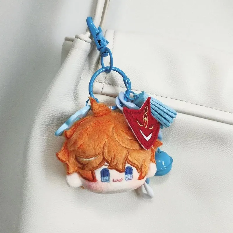 New Anime Genshin Impact Tartaglia Venti Keychain 8CM Doll Cute Soft Stuffed Keychain Plush Pendant Bag Decoration Cosplay Gift