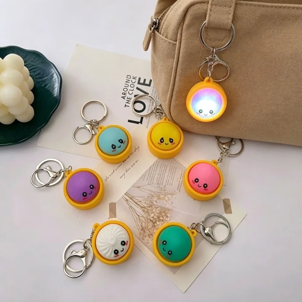Glowing Dumpling Keychains Stress-relieving Random Color Bag Pendant Steamer Bag Style Hanging Ornament Design Bag Charm