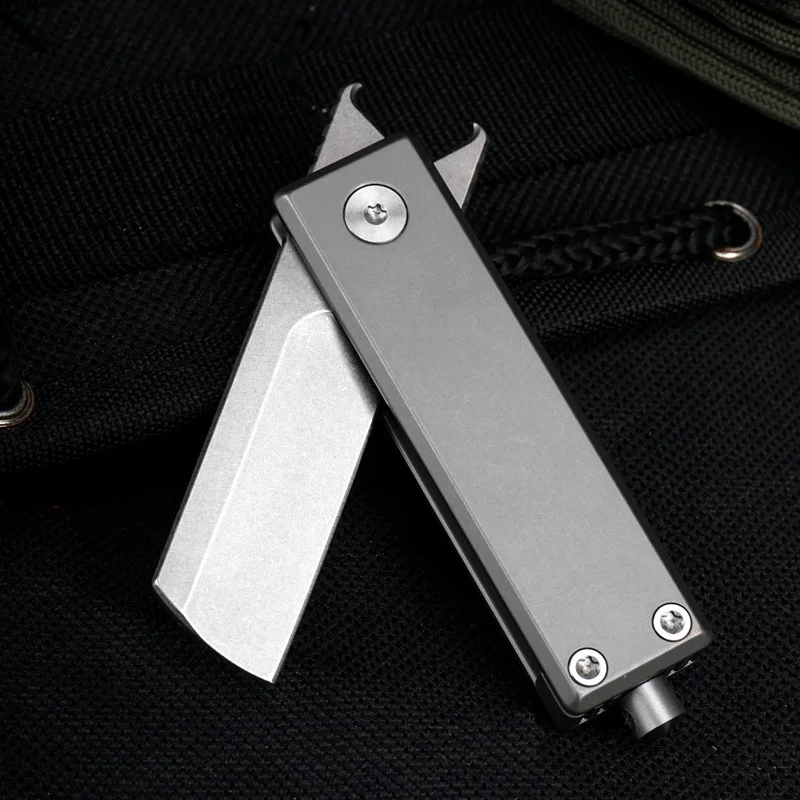 Tactical Knife Titanium Handle DIY Utility Knife Multi-function Broken Window Escape Knife Outdoor Camping Hunting Tool S35VN