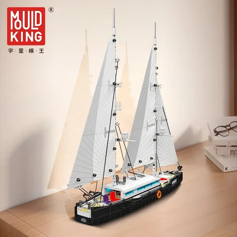 Mould King 10194 Nowoczesna żaglówka dwu-mastna Klocki konstrukcyjne Symulacja Model żaglówki Klocki do składania Zabawka Prezent dla dzieci i dorosłych 893 elementów