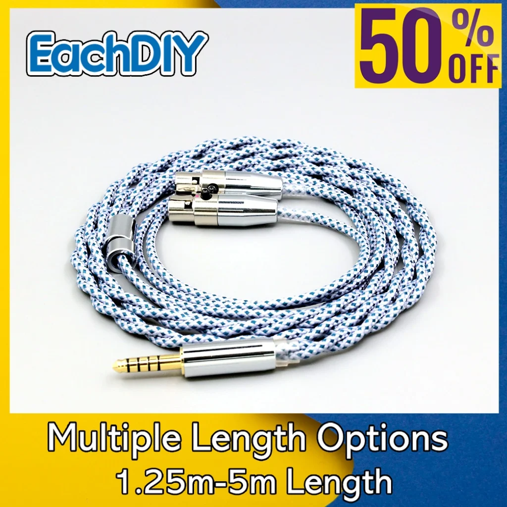 

99% Pure Silver Mix Graphene OCC Shielding Earphone Cable For Abyss AB 1266 Phi TC Dual Mini xlr 3 pin head(amame) LN008654