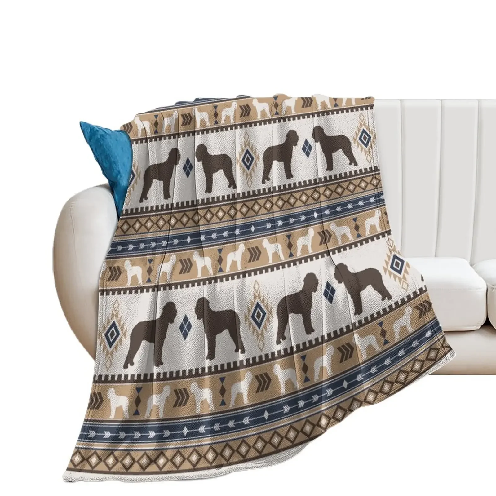 

Boho dogs | Lagotto romagnolo tan Throw Blanket christmas gifts Picnic Vintage Blankets