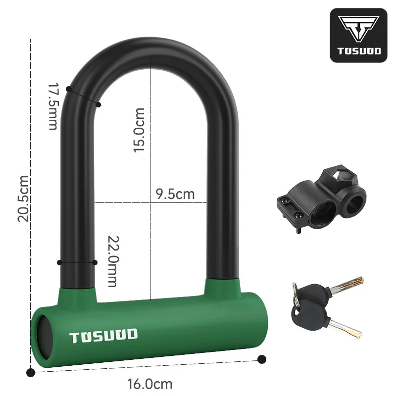 

TOSUOD Bicycle U Lock High-Strength Alloy Steel Motorcycle Anti-theft Safety Lock With 2 Keys Bike U-Lock Cycling Accessories