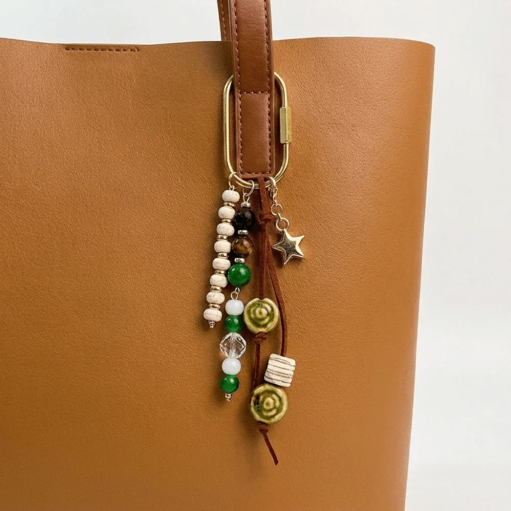 Multi-color Conch Bag Pendant Hanger DIY Beads Keychain Candy Color Korean Heart Key Ring Car Accessory