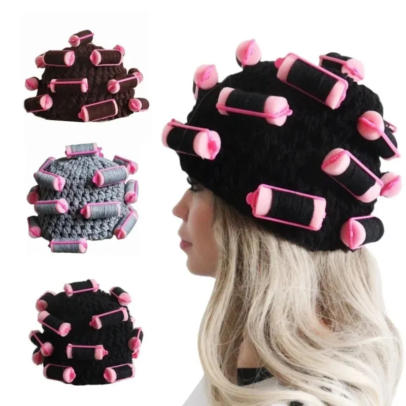 Playful Warm Hair Curler Knitted Hat Soft Thick Pullover Cap Handmade Funny Curly Hair Yarn Beanie Cycling