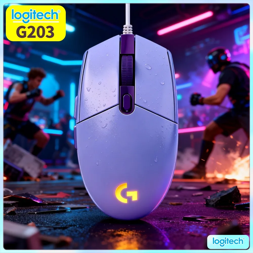 Logitech G203 Wired Gaming Mouse User‑Optimized Hand‑Fit Tunable RGB Multi‑Level DPI USB Plug‑And‑Play Pc Office