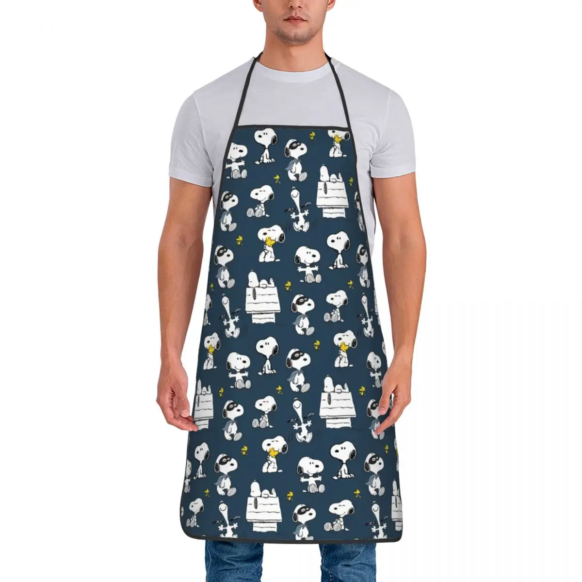 Custom Bib S-Snoopys Cartoon Pattern Aprons for Men Women Unisex Adult Chef Cooking Kitchen Tablier Cuisine Gardening