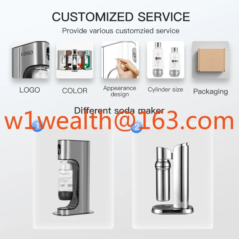 Manufacturer Supplied Stainless Steel Desktop Sparkling Water & Soda Machine Manual Power Versatile Bubble Home Use