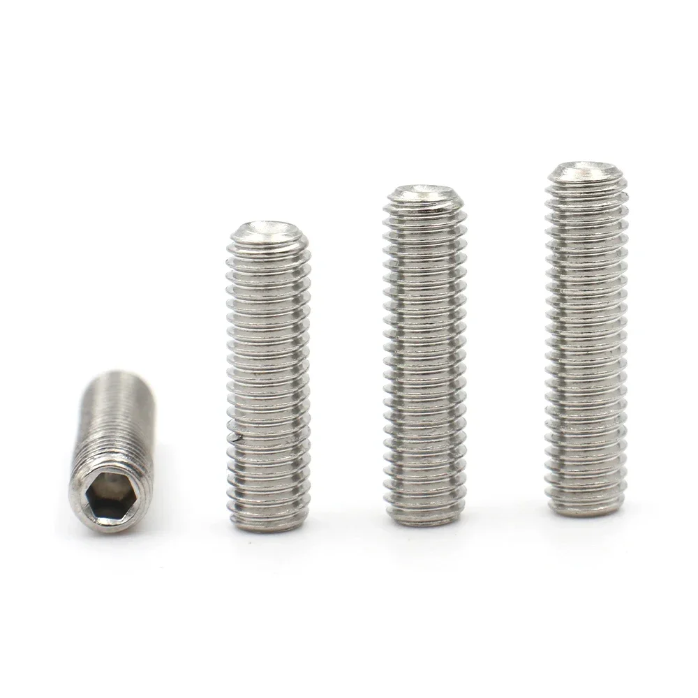 1/2/5/10/20pcs M1.6 M2 M2.5 M3 M4 M5 M6 M8 M10 M12 DIN916 304 Stainless Steel Hex Socket Headless Set Screws Grub Screw