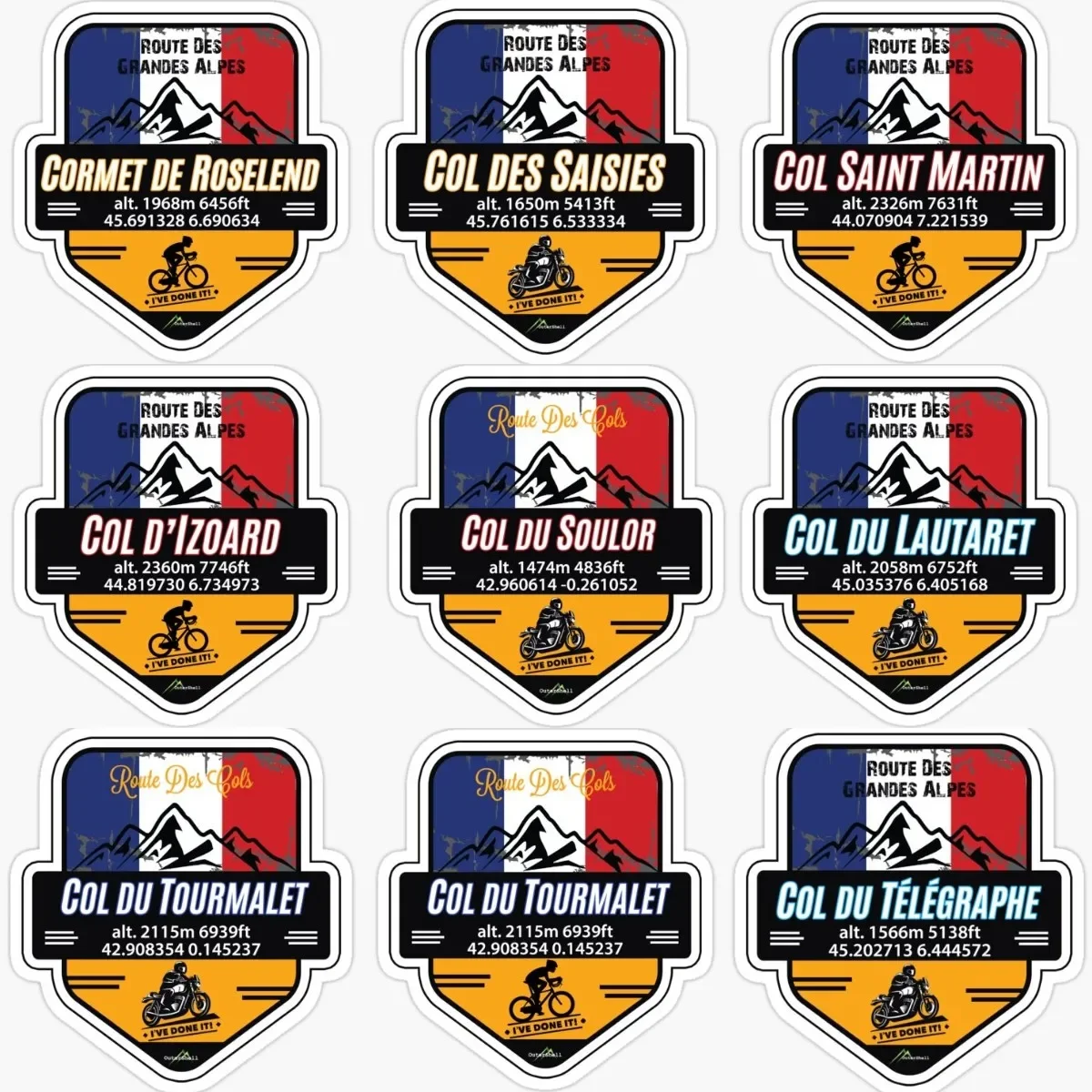 Creative France Flag Off Road Motorcycle Cycle Competition Old School Badge Sticker for Decorate Car Wall Room Bicycle Off-road