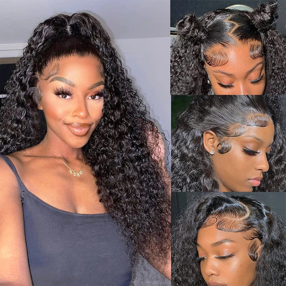 13x6 Glueless 230 Density Brazilian Deep Wave Curly HD 360 Lace Frontal Human Hair Wig Preplucked Best Hair Water Wig