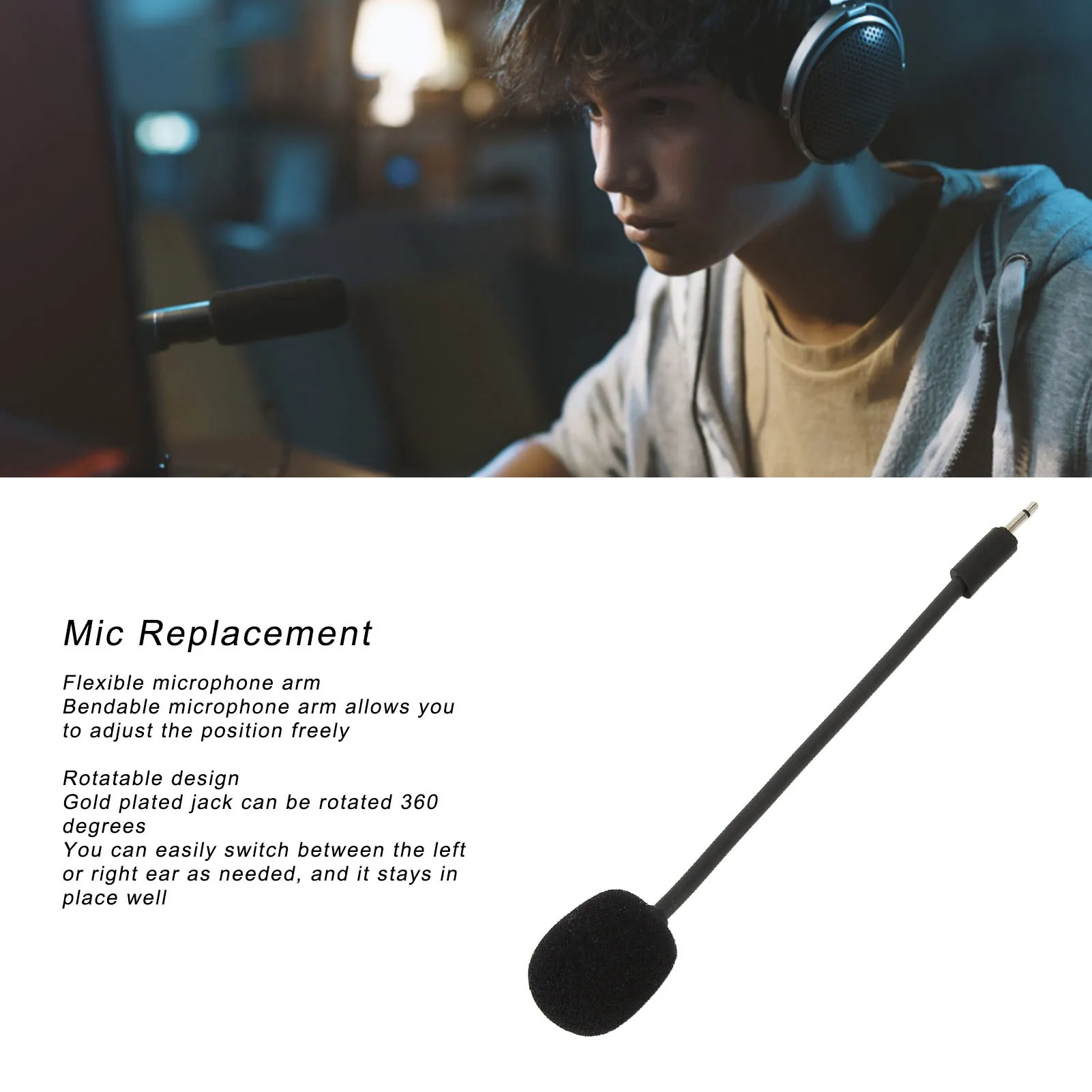 Mic Replacement Plug And Play 2.5mm Noise Reduction Detachable Game Boom Microphone For Quantum 100