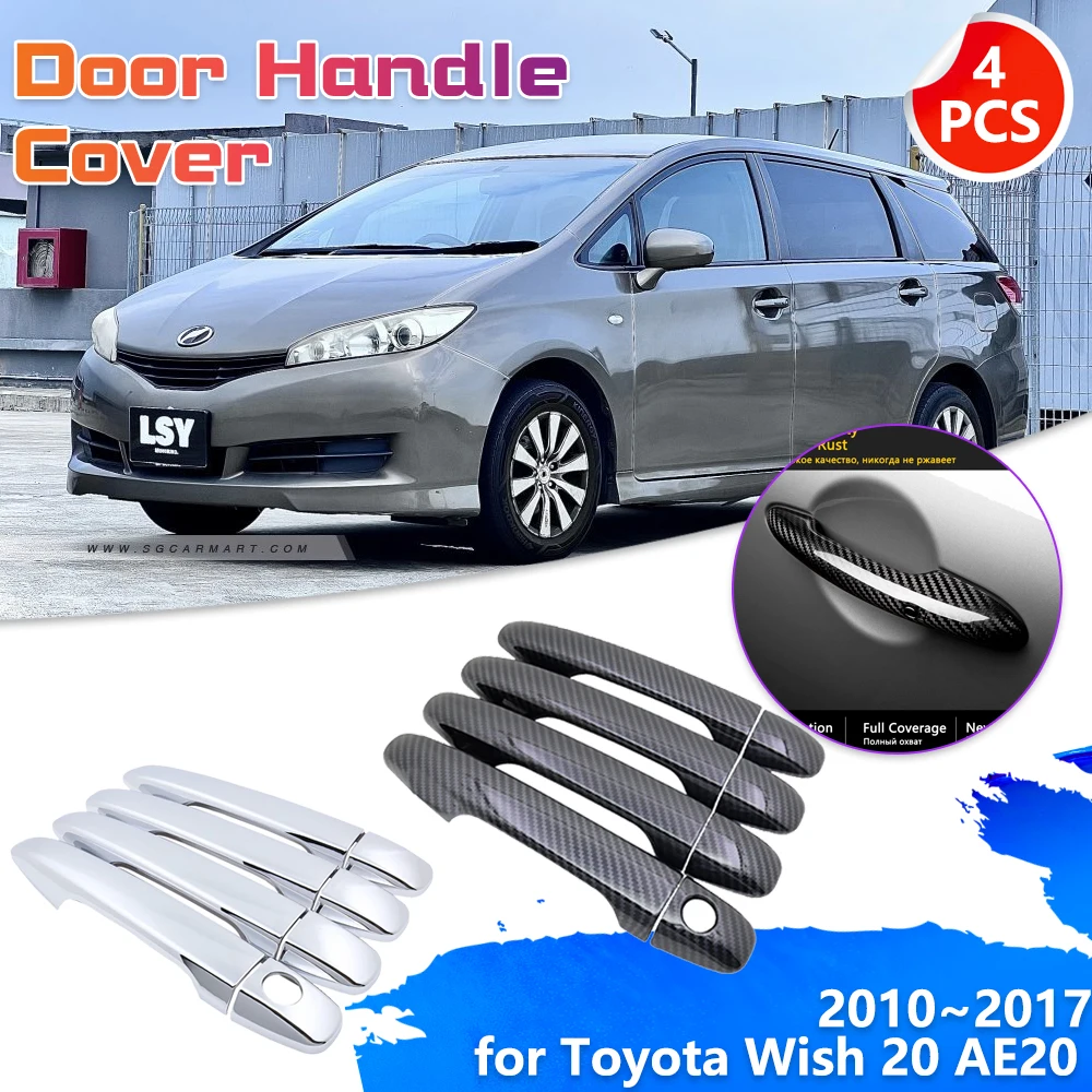 

Car Door Handle Cover for Toyota Wish 20 AE20 2010~2017 2011 2012 2013 Trim Catch Carbon Fiber Set Sticker Key Cap Accessories