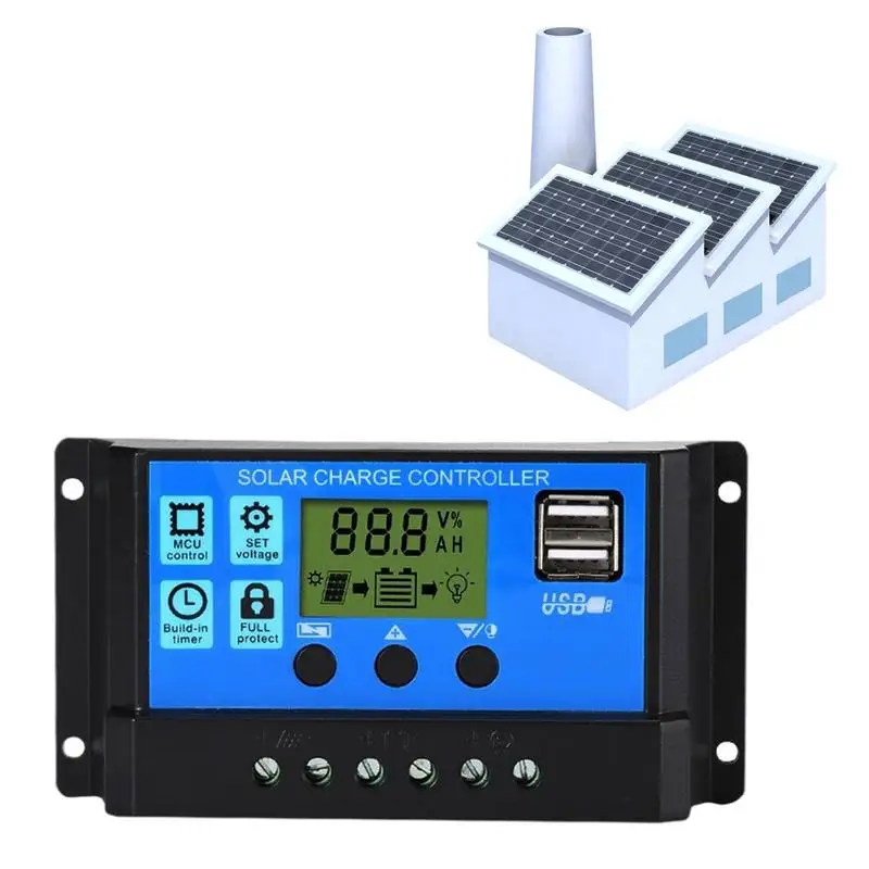 

Solar Charge Controller Battery Charger LCD Display DualUSB PWM Solar Charger Controller Auto 12V Or 24V Intelligent Regulator