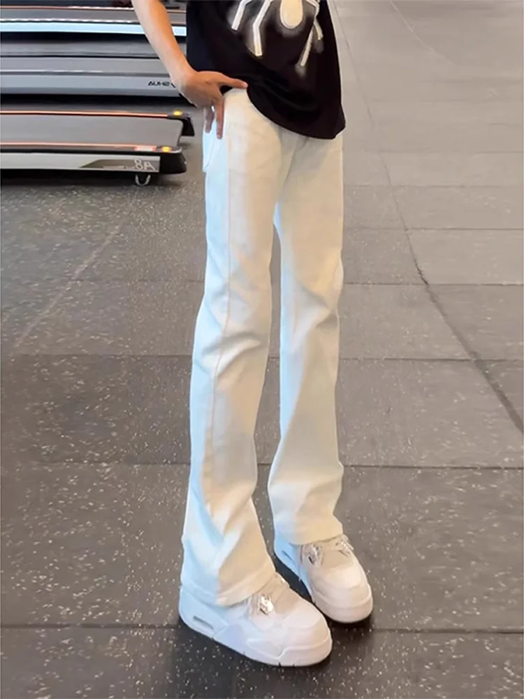 

Белые прямые мужские джинсы с высокой талией, нож American Sle, весенняя мода, облегающие брюки, молодежная одежда