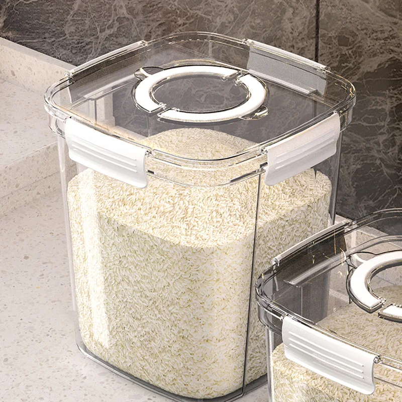 

Transparent Rice Storage Bucket Dry Food Cereal Dispenser Moisture-proof Food Storage Bin Moisture-Proof Food Container With Lid