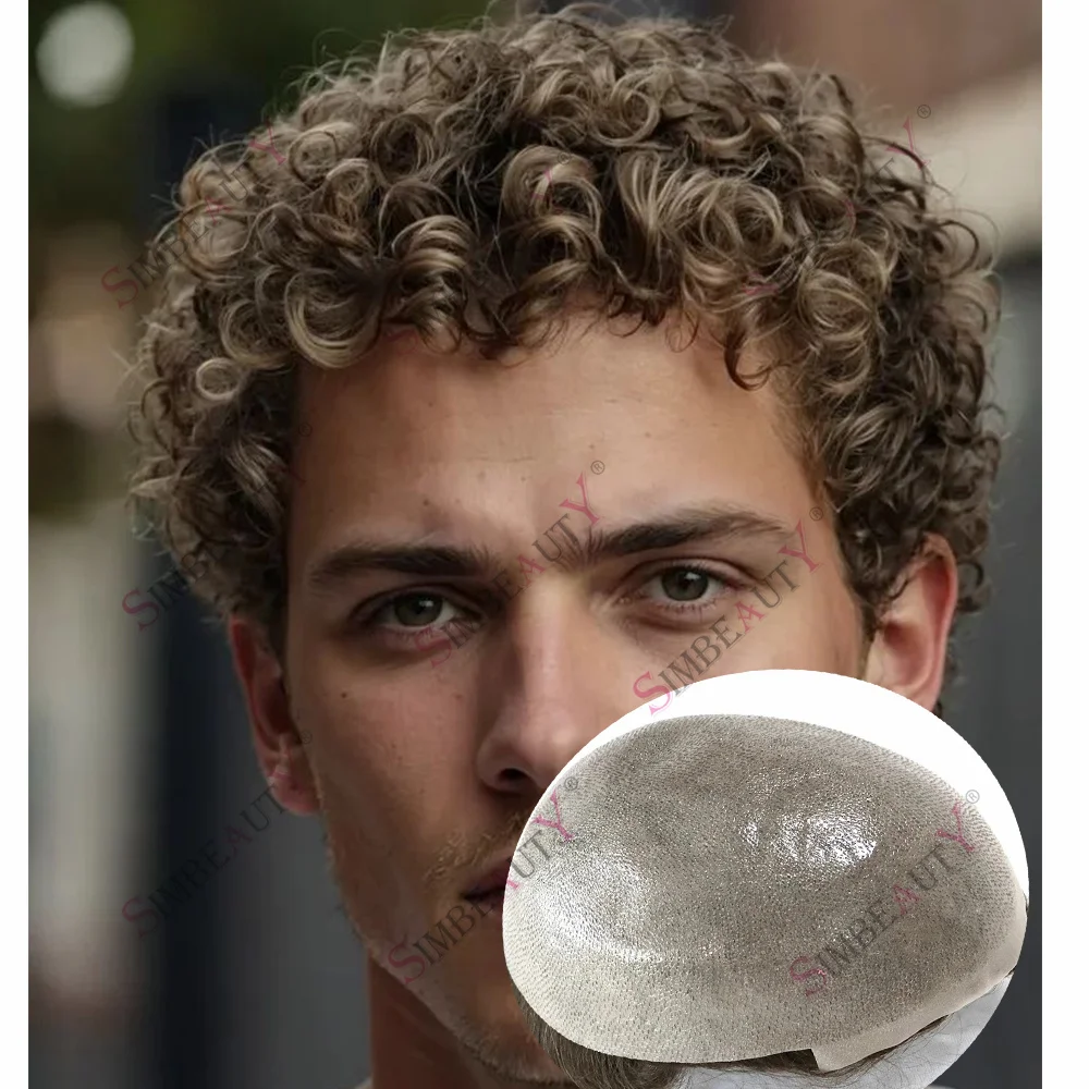 

Невидимый мужской парик из натуральных волос, 18 мм, кудрявый, прочный, тонкий, микроплетение 0,06 мм, натуральная линия роста волос, цвет светло-русый # 17 # Мужской кудрявый парик 18 дюймов