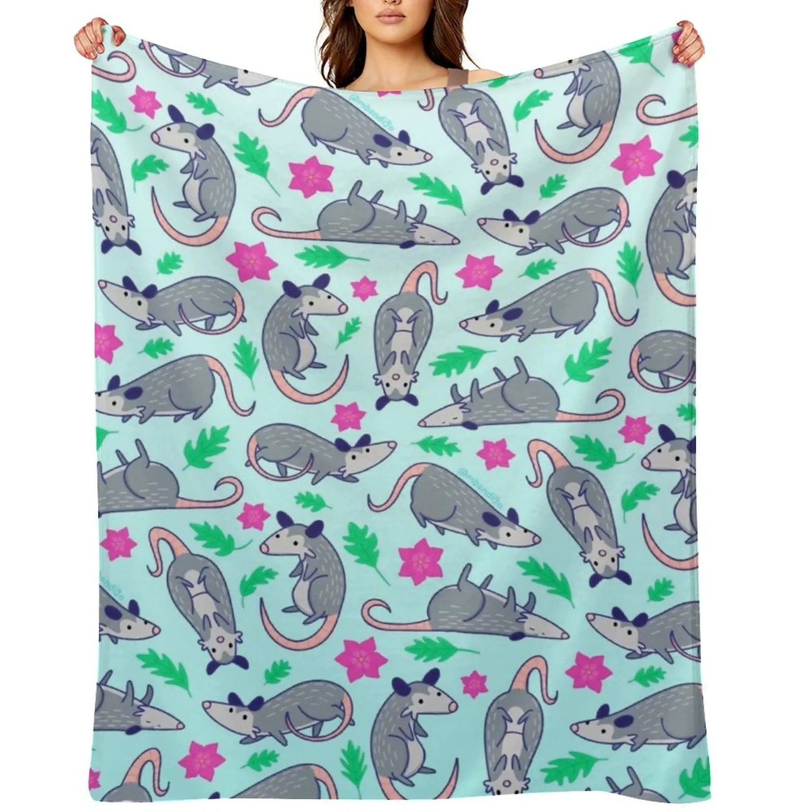 

Opossum Pattern Throw Blanket Camping Stuffeds blankets and throws Sofa Blankets