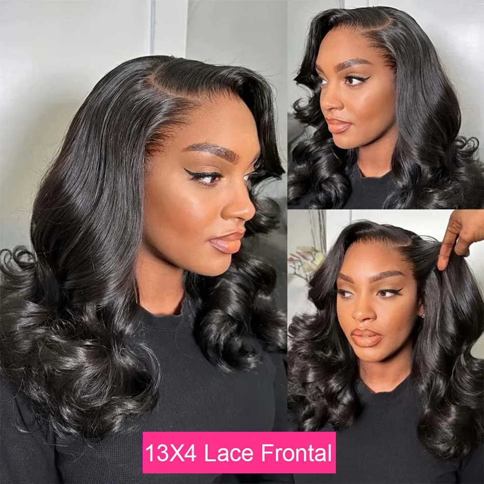 

Парик Body Wave HD Lace Frontal, короткий боб, 250% плотность, из натуральных волос, без клея, волнистый, 13x4, с прозрачной кружевной передней частью, для женщин