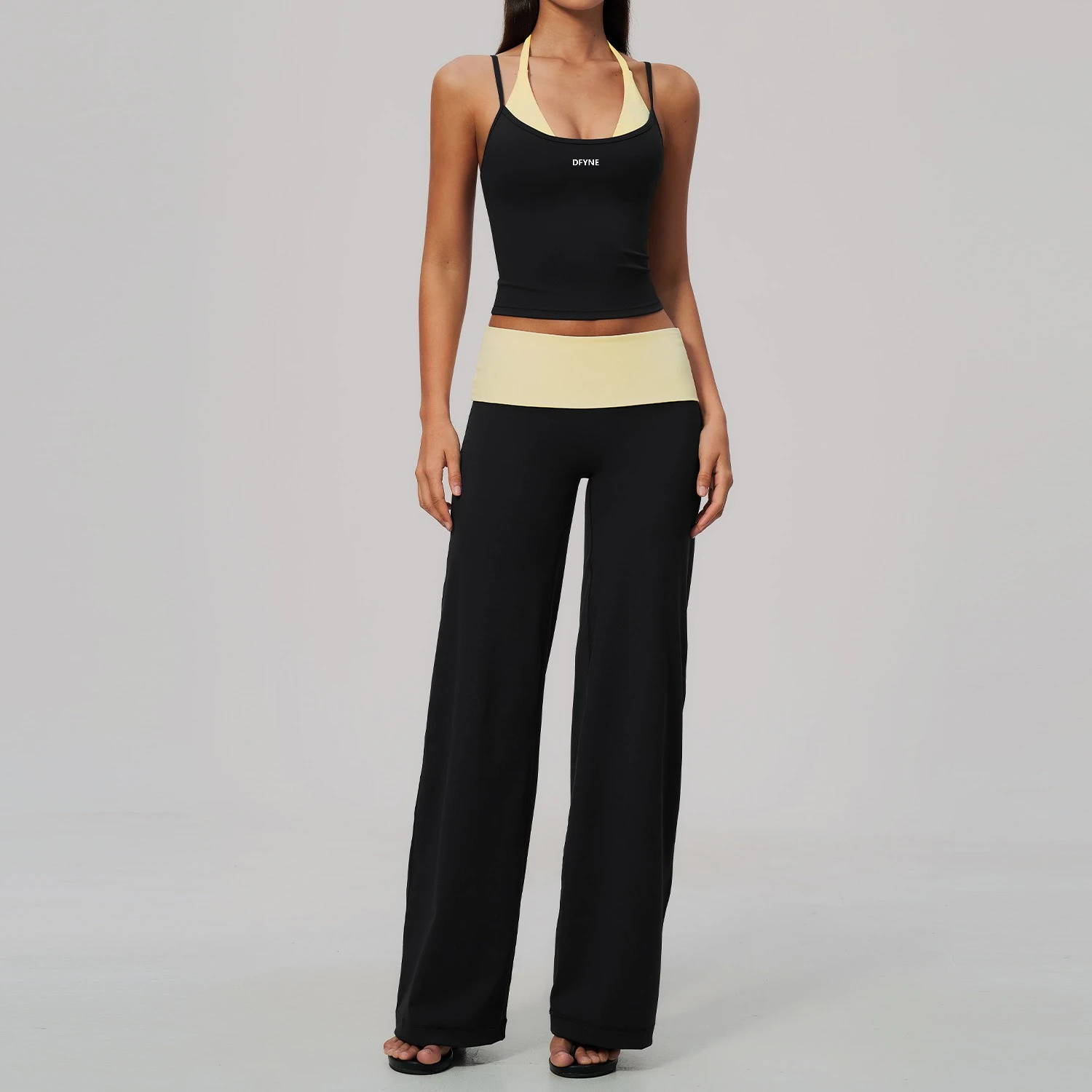 dfyne-women-yoga-set-black-wide-leg-pants-workout-crop-top-fitness-activewear-seamless-sportswear-gym-running-lounge-outfit
