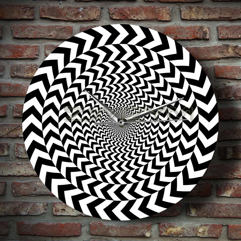 Illusion Spiral Wall Clock Hypnotic Black White 3D Vision Living Room Decor Geometric Optical illusion Silent Wall Clock