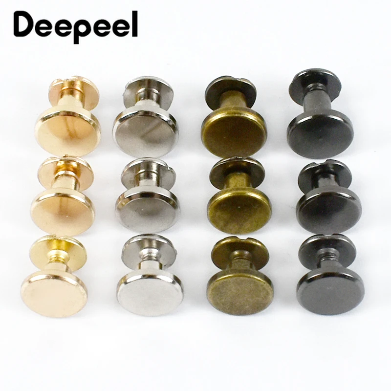 20Pcs Deepeel 5-8mm Flat Head Screws Nail Rivet DIY Bag Book Notebook Metal Binding Belt Hardware Accessories Buckle