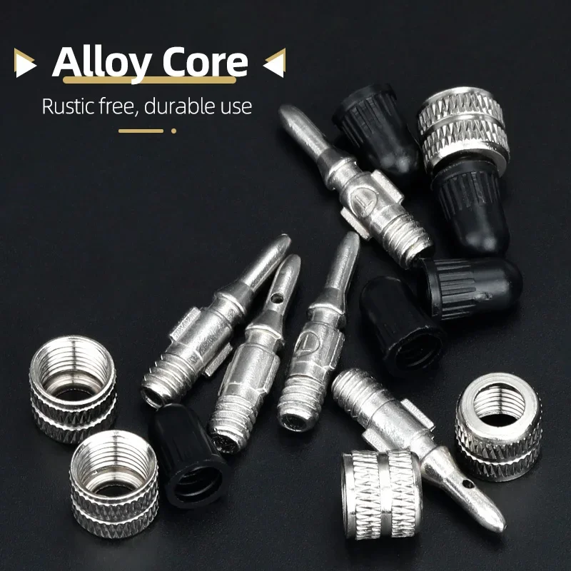 2/5PCS Inserts for Dunlop Valve Copper Nuts Zinc Alloy Bicycle Woods Blitz Tube Nozzle D/V Core Replacement W/ Extra Hose