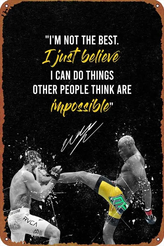 Anderson Silva Self-Improvement Posters Tin Signs Retro Metal Movie Tins for Bar Pub Home Cafes Wall Decor, 8X12 Inch (20X3 sign