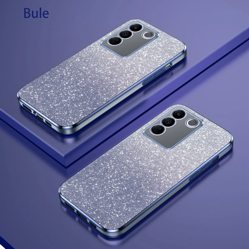 For Vivo v27 Pro Case Vivo V27 Phone Case Vivo V27e V27 pro Cover Luxury Gradient Glitter Plating Silicone Back Cover Funda