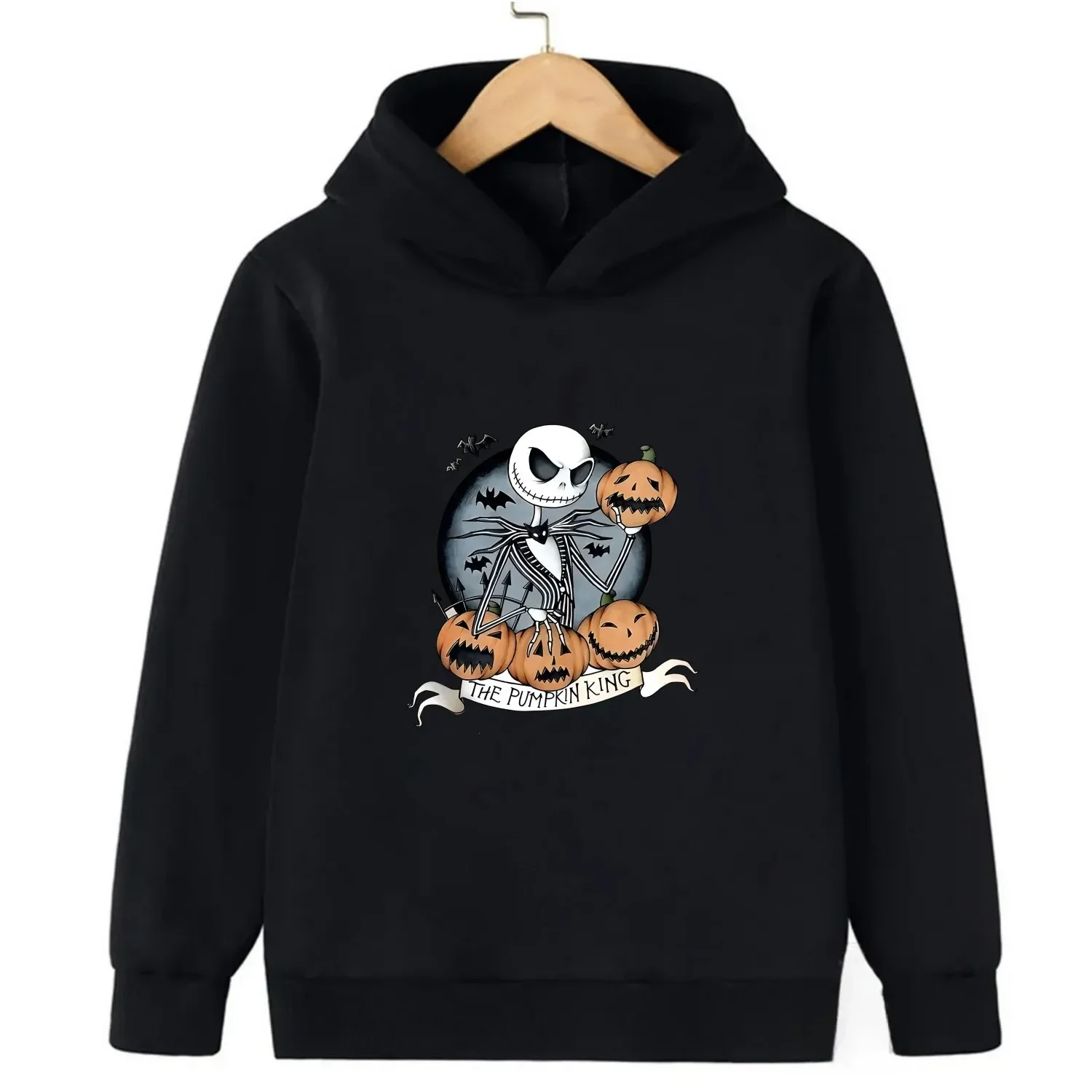 Disney-Sudadera con capucha para niños, pesadilla antes de Navidad, Jack Skull, estampado de calabaza de Halloween, Jersey cálido informal