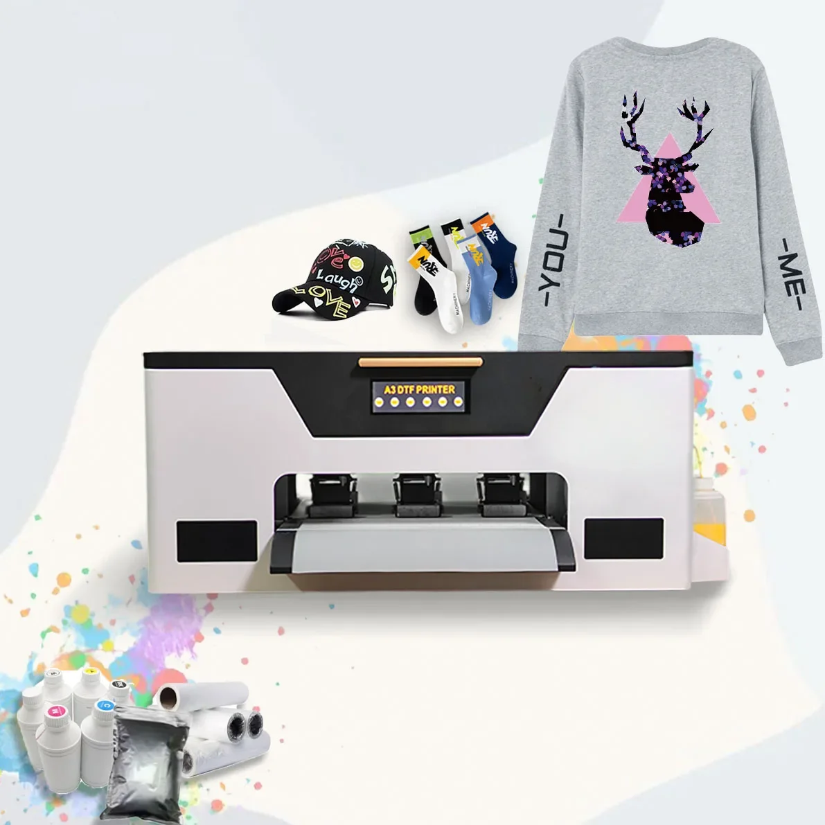 Small digital inkjet printer for t shirt shop roll transfer pet film direct to film DTF print machine for fabric cloth shop