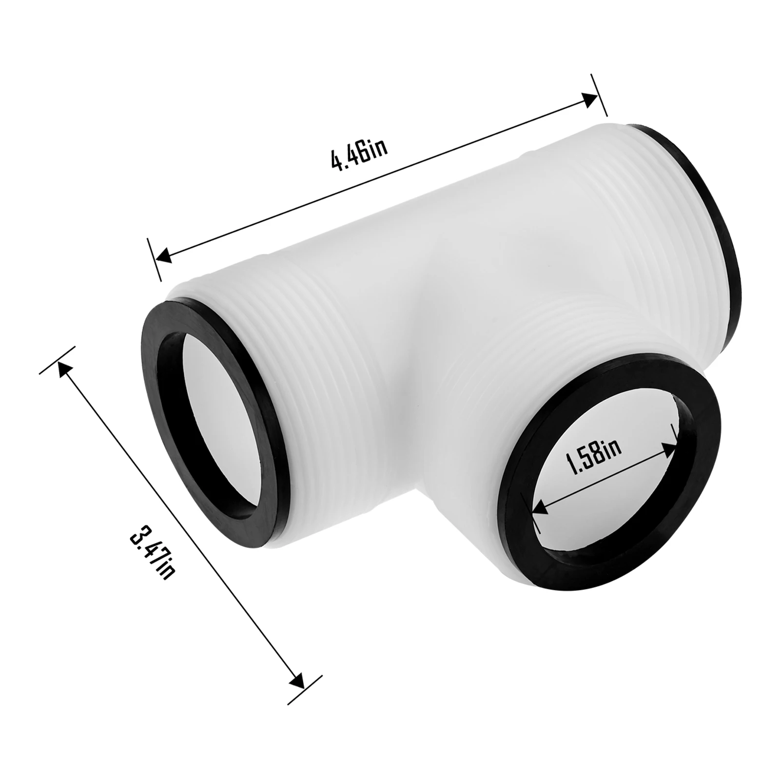 T-joint Pool Hose Connector 3-way Pipe Extender with L-rings for 1.5