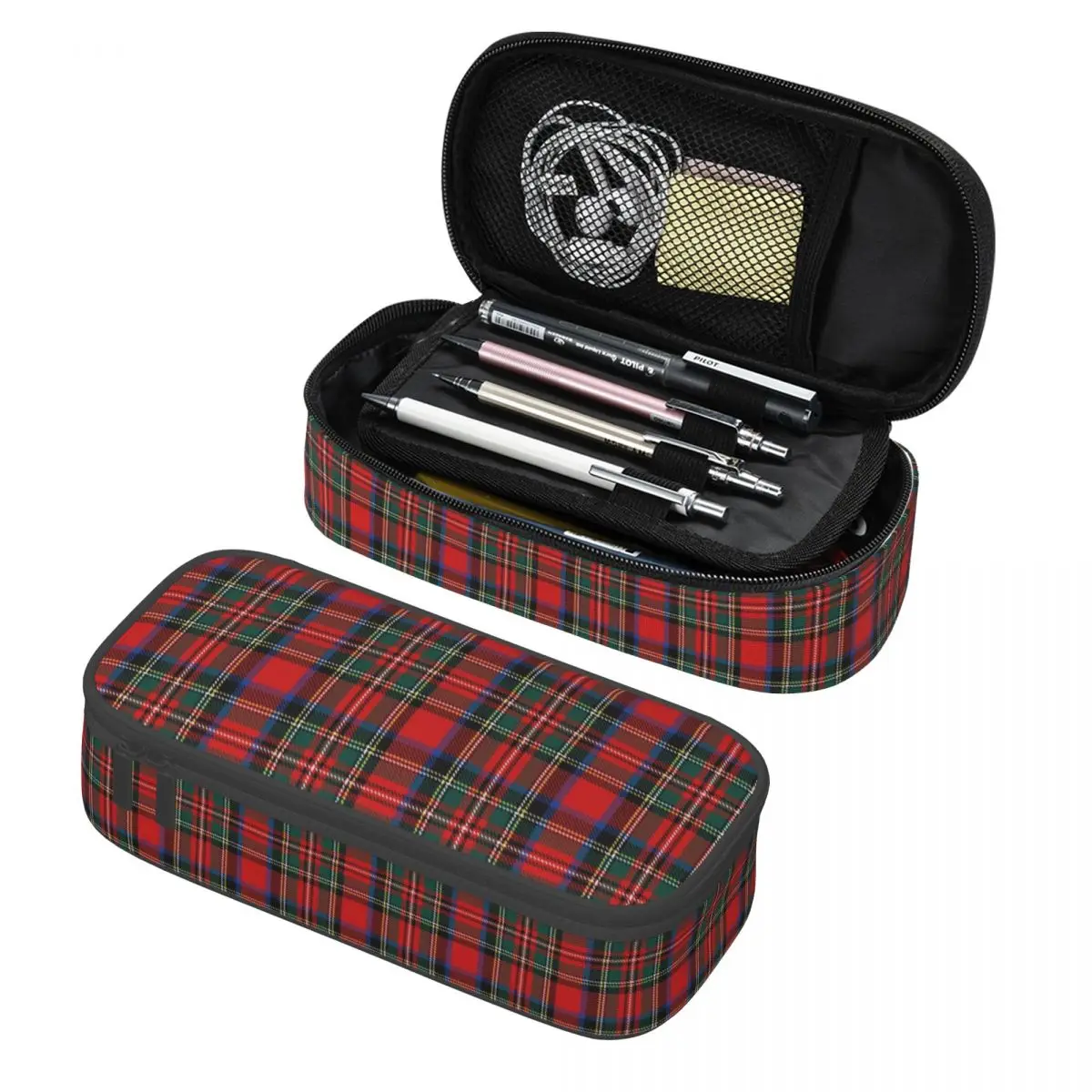 Customized Classic Popular Tartan Plaid Pencil Case for Large Capacity Geometric Gingham Check Texture Pencil Pouch Stationery