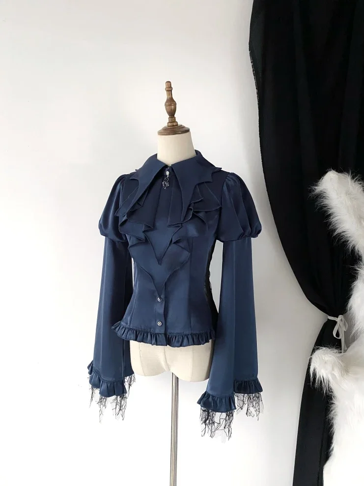 Dusty 2.0 ● lolita hollow spider lantern sleeve slim shirt with original by Flower Messenger pre-order