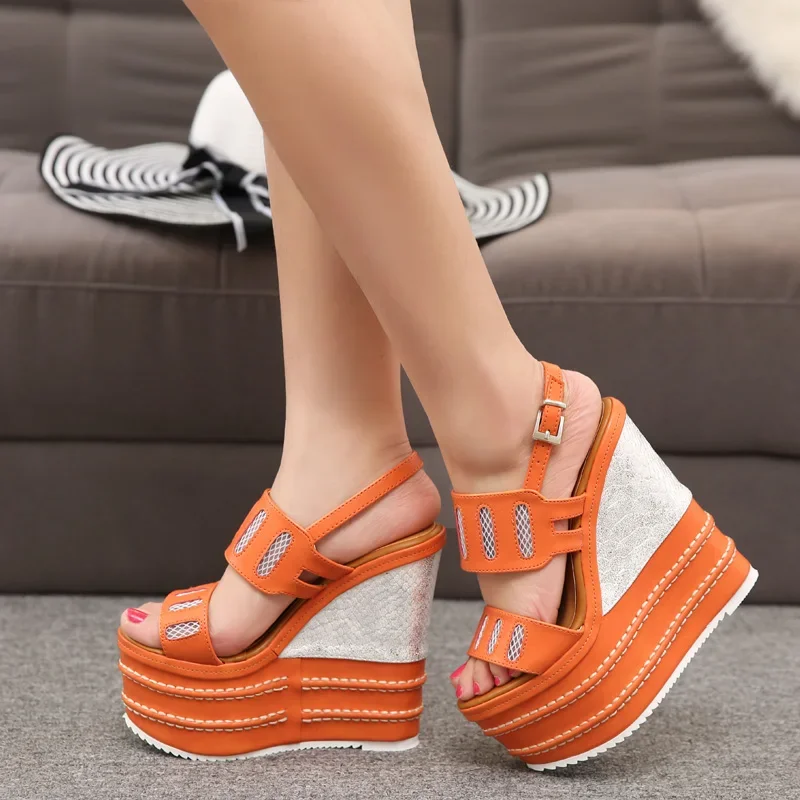 Brand New Ladies High Platform Summer Sandals Fashion Buckle Wedges High Heels women\'s Sandals Party Wedding Sexy Shoes Woman