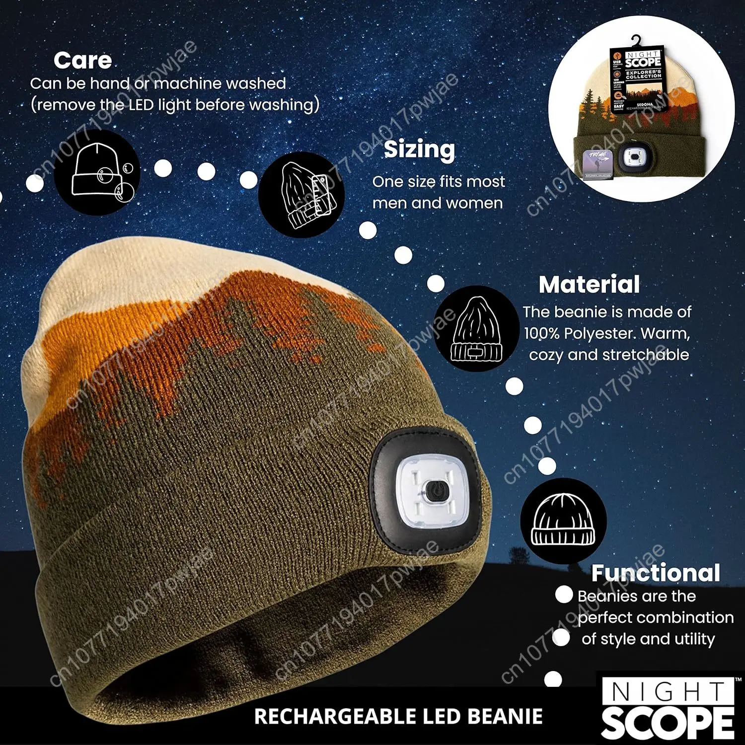 Klassieke oplaadbare LED warme gebreide muts hoofdlamp hoed koplamp voor buitenactiviteiten