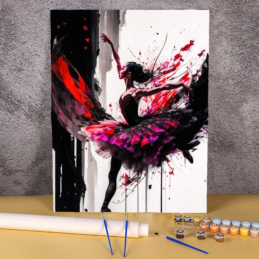 Acrylic Paint By Numbers Kits Oil Painting By Numbers On Canvas 50x70cm Greasepaint Dancing Girl Picture DIY Home Decor Gift