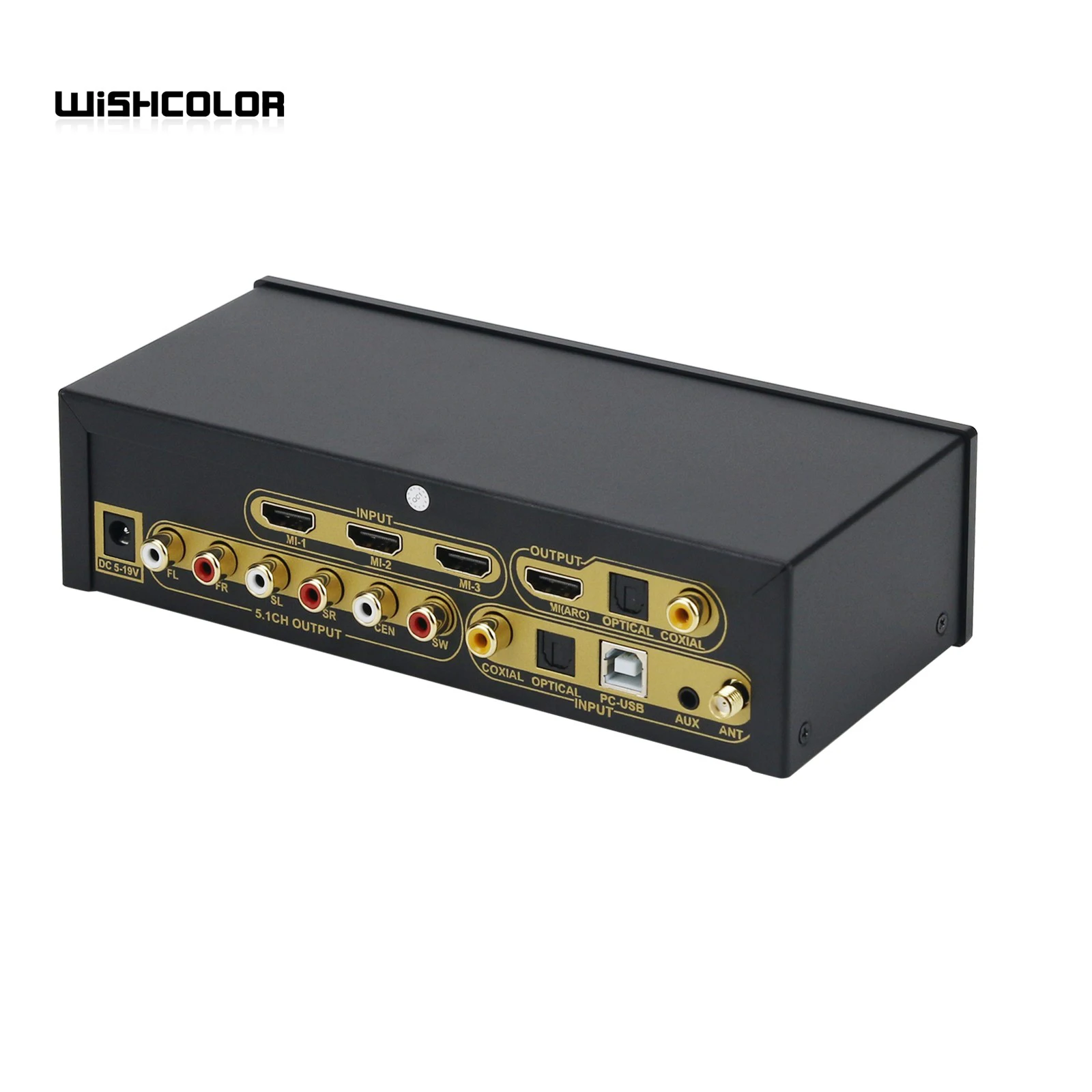 Imagem -03 - Wishcolor 5.1 Decodificador de Áudio Dac Usb Placa de Som Bluetooth Receptor 5.1ch Sistema Áudio Digital Ud951b Preto