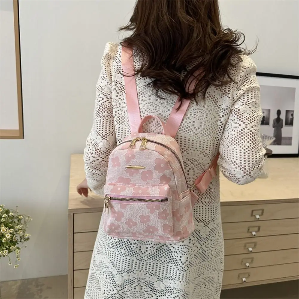 Bonito lona flor mochila floral bolsa estudantes mochila de couro do plutônio estilo coreano flor bolsa ombro viagem