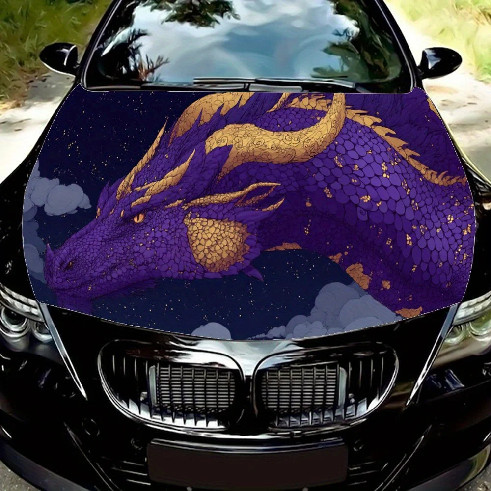 

Дракон с шипами, золотые рога, наклейка на капот автомобиля, самоклеящаяся водонепроницаемая наклейка на капот автомобиля из ПВХ, украшение автомобиля, устойчивая к царапинам S