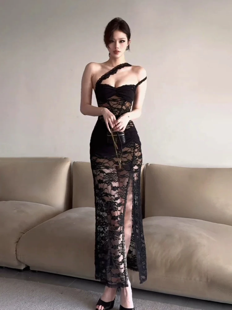 

XZY Сексуальное кружевное платье с вышивкой, длинное, женское, больших размеров, облегающее, с разрезом, с завышенной талией, из полиэфирного волокна, повседневное