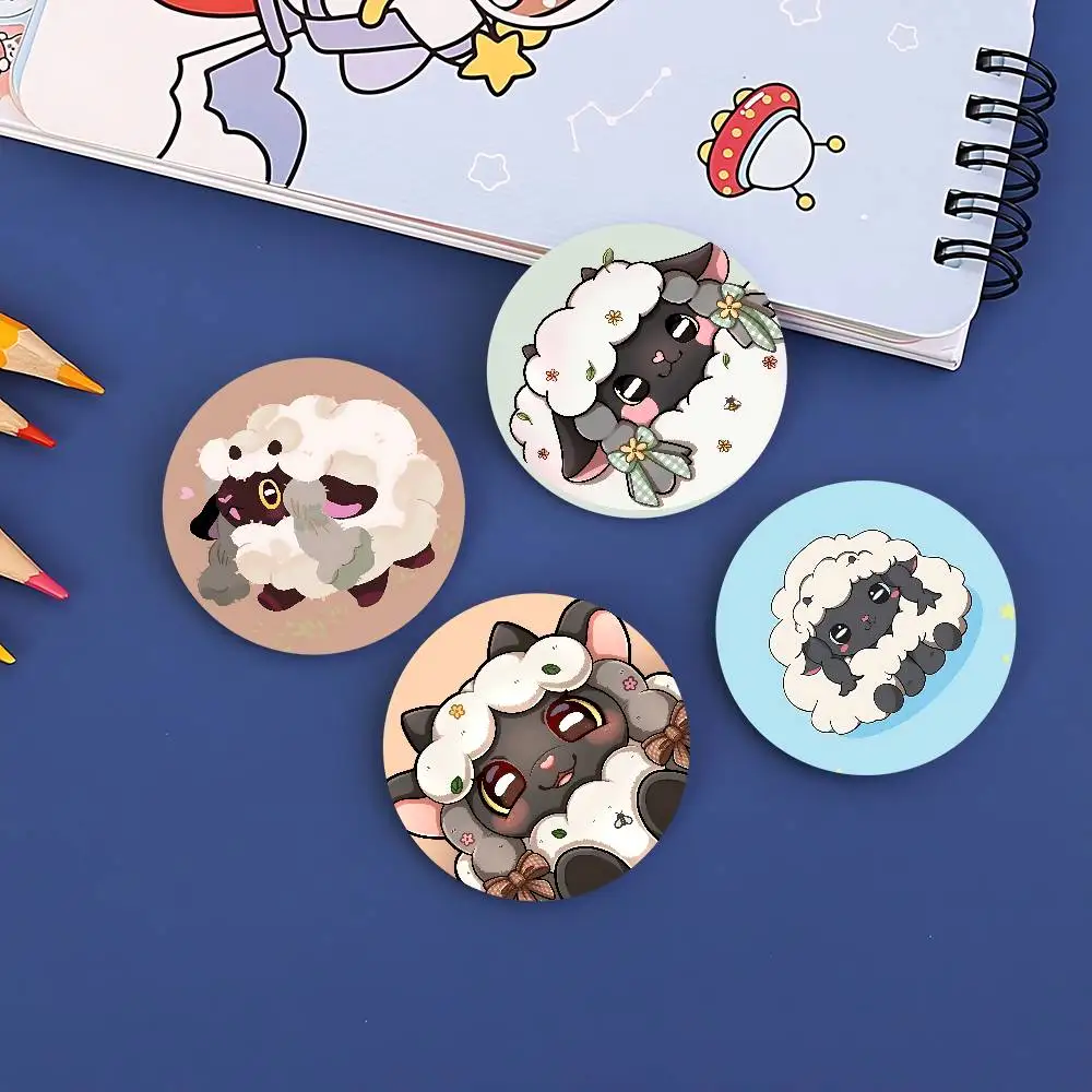 W-Wooloo لطيف الأغنام 58mm الحيوانات مضحك دبابيس شارة حقيبة الظهر الملابس هدية التبعي