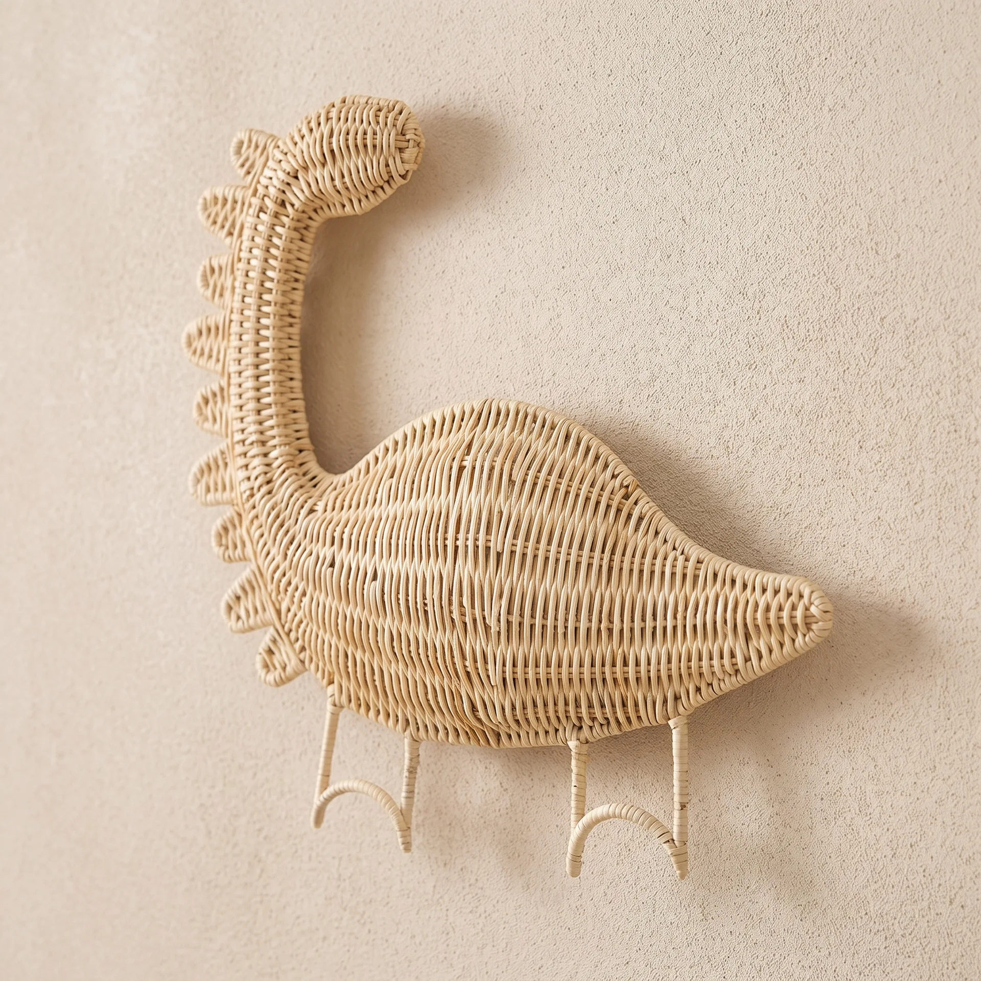 Rattan woven dinosaur hanger hand woven wall wall hanging hook entrance door rack coat rack