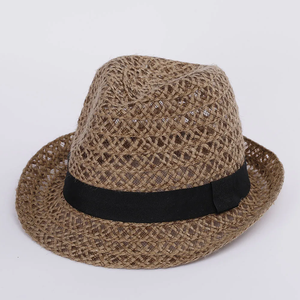 2022 Natural Panama Soft Shaped Straw Hat Summer Women sun hats Men Beach Sun Cap UV Protection straw Felt hat grass color cap